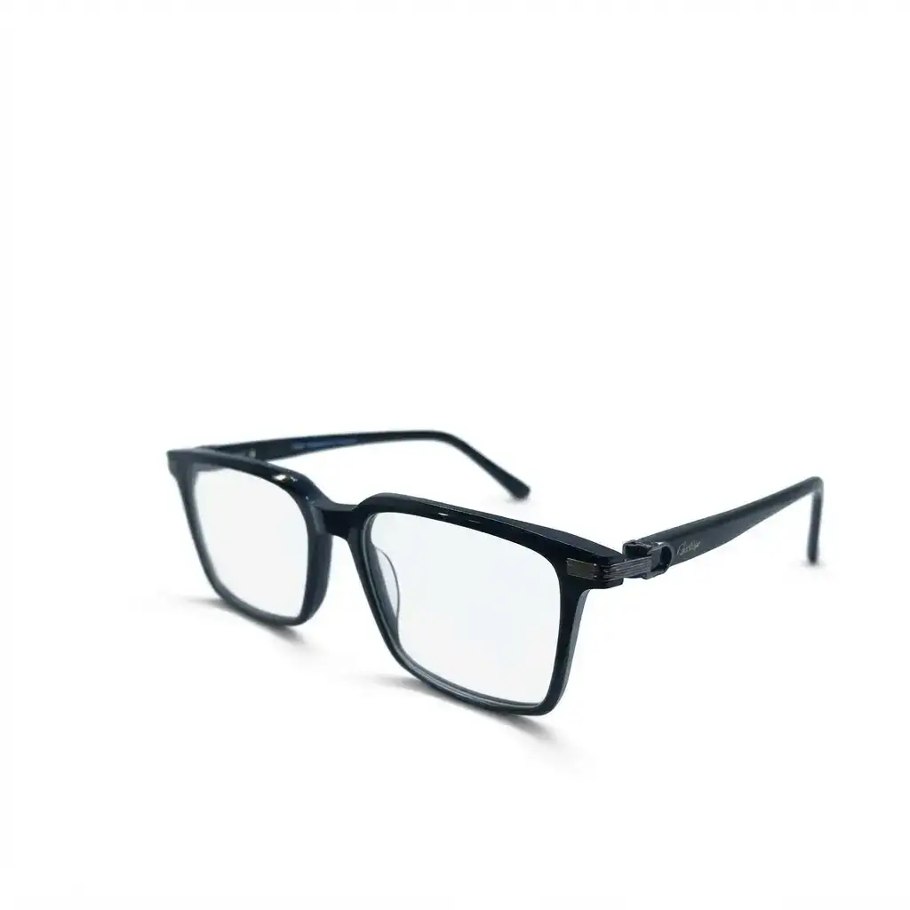 Cartier Black Plastic Full Rim Square Eyeglasses