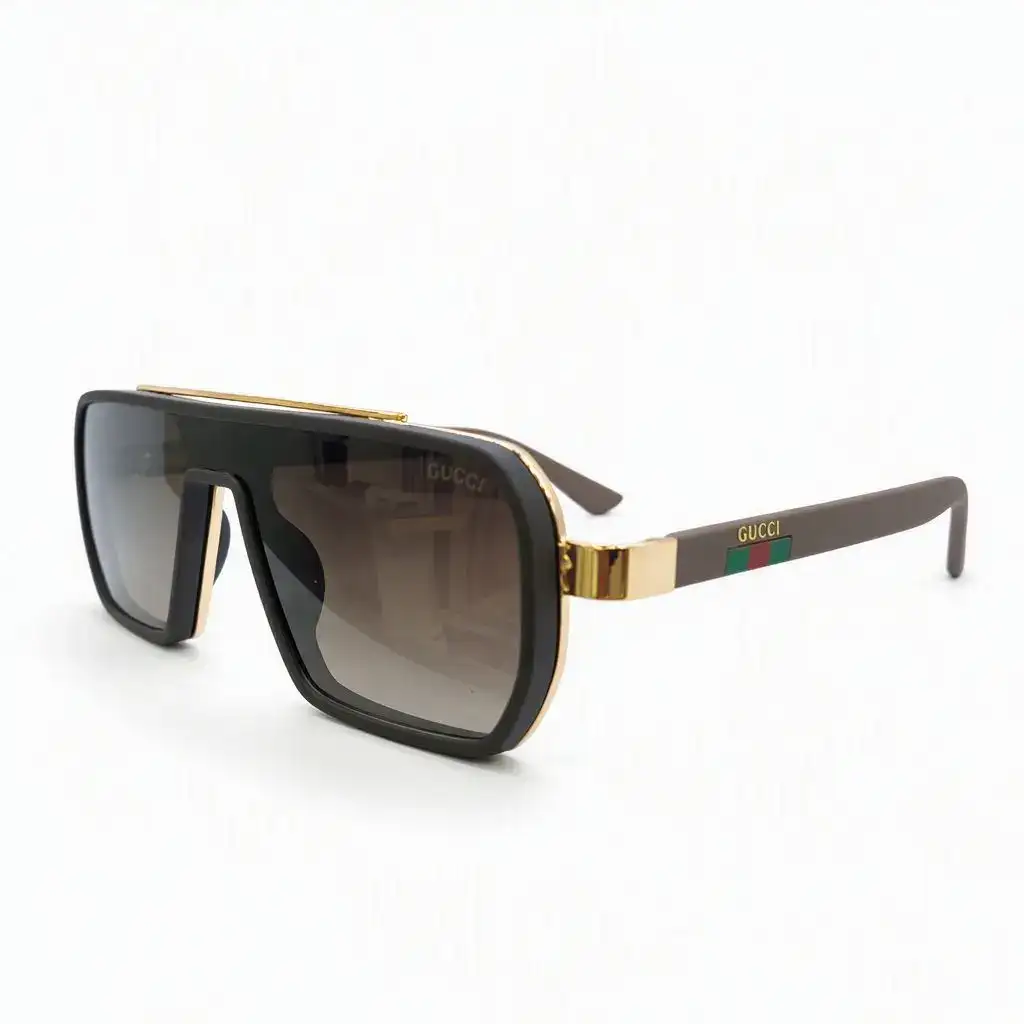 Statement Gucci Full Rim Shield Sunglasses in Metallic Bronze